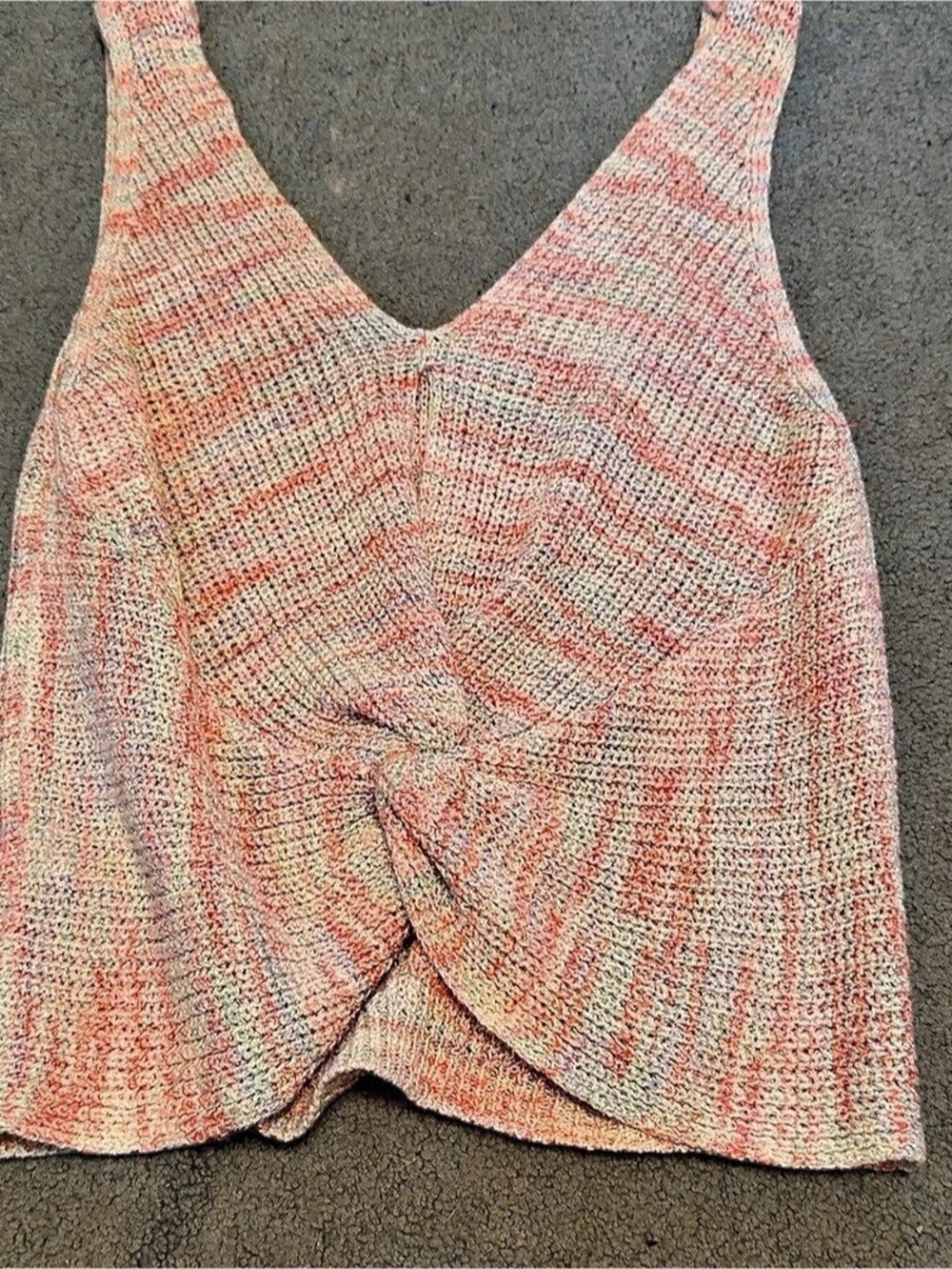 Jolie & Joy Multi Color Space Dye V-Neck Back Twist Knit Sweater Tank Twist Knit